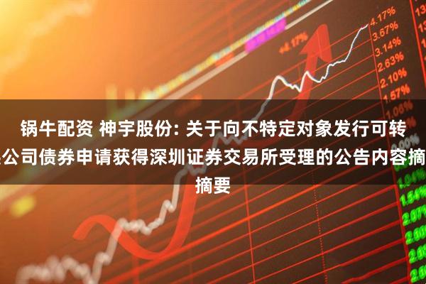锅牛配资 神宇股份: 关于向不特定对象发行可转换公司债券申请获得深圳证券交易所受理的公告内容摘要